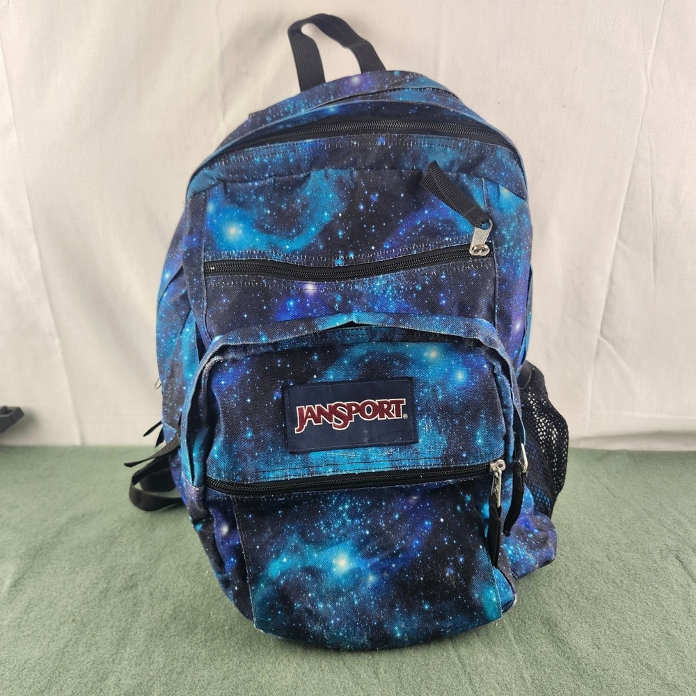 JanSport XL Big Student Laptop Backpack Cosmic Galaxy Blue Cyberspace Dimensions